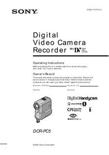 Sony DCR PC 5 manual. Camera Instructions.